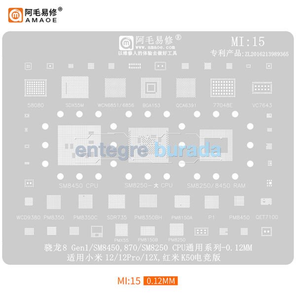 Amaoe Mi 15 GEN1 / SNAPDRAGON870 SM8450 / SM8250 / REDMİ 12 / REDMİ 12PRO/ 12X / K50 — görsel 1