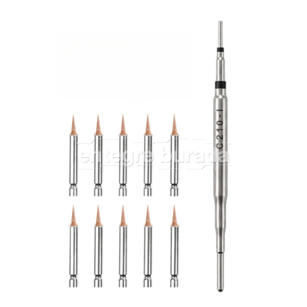 C210 0.1mm Hassas Havya Ucu Seti – 10 Yedek Uçlu Jumper / Anakart Lehimleme — görsel 4